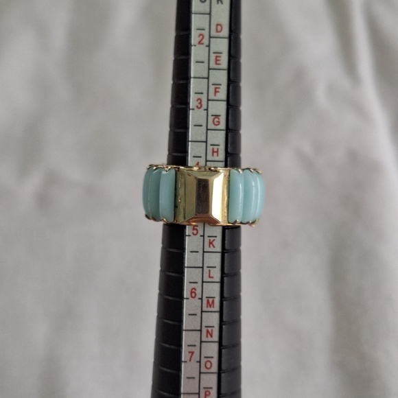 Source Unknown Jewelry - Gold Ring with Blue Baguette Stones